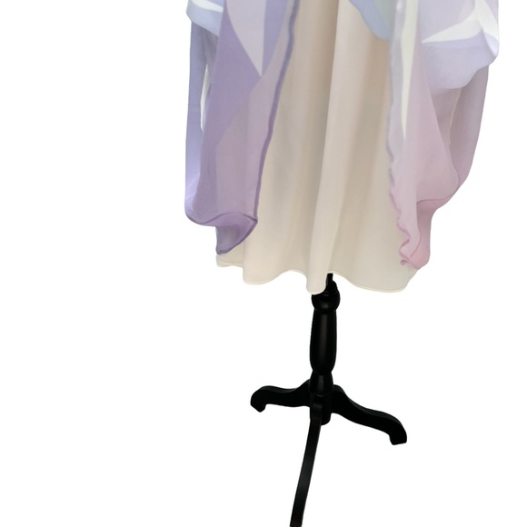 FENDI SLEEVELESS PASTEL MULTICOLOR WATERCOLOR SILK TRAPEZE SWING DRESS - Picture 14 of 16